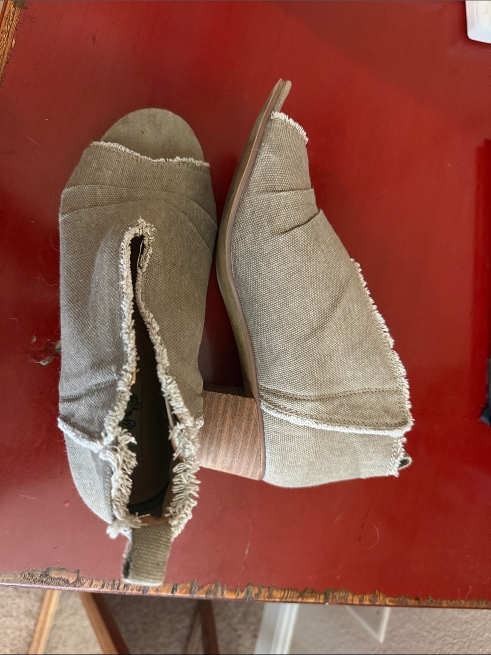 Very G Solange Frayed Canvas Booties